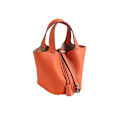 Miniatyrbillede 1 af 5: Dame Læder Håndtaske Grøntsagskurv Taske Tote Taske Håndtaske Kohud Spand Taske Ins Orange