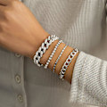 Miniatyrbild 4 av 5: 4 st Ormbenskedjearmband Set för Kvinnor Silver One-size