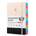 Miniatyrbillede 1 af 5: Alfabetiske faner Hardcover Password Keeper Bog til internetadgangskoder Webstedsadresser Notesbog black white