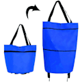 Miniatyrbillede 1 af 4: Foldbar Indkøbstrolley, Sammenklappelig To-trins Lynlås Foldbar Indkøbspose Med Hjul Foldbar Indkøbstrolley Kompatibel Med Frugt, Grøntsager Blue