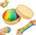 Regnbågsdumpling Squishy - Färgglad bulleformad stressleksak, sensorisk stresslindrande leksak för avkoppling 2Pcs