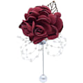 Miniatyrbilde 1 av 3: Brudgom, forlover, brudesvenn, brud og brudepike knapphullsblomst med knapphullsblomst for bryllup, hjemkomstball (burgunder, 2-pakning)