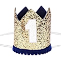 Pikkukuva 1 / 7: Vauvan Tiara Kruunu 1. Syntymäpäiväjuhliin, Vauvan Ensimmäinen Syntymäpäivä Glitter Kruunu, 1. Syntymäpäivä Hattu Ensimmäiset Syntymäpäivä Pannat Juhlahatut 1. Syntymäpäivälle Dark Blue