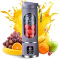 Bärbar Smoothie Blender – 450 ml, Uppladdningsbar, 12 Blad, LED-Display (Lila)