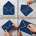 Miniatyrbillede 4 af 7: 50 stk. indbydelseskuverter, V-flap kuverter til postkort, hurtigt forseglede kuverter med guldramme til fødselsdag, bryllupper, dimissioner, lykønskningskort Blue