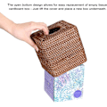 Miniatyrbillede 4 af 5: Rattan Firkantet Vævsdækning Holder Dekoration Vævsarrangørboks Cube Vævspapirholderboks Vævsopbevaringskasse Dispenser Servietarrangør, Brun