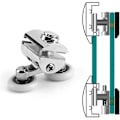 Miniatyrbilde 3 av 5: Set med 4 doble hjul til skyvedør for dusj, 2 hjul 23 mm diameter sinklegering bad