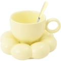 Pikkukuva 1 / 5: Keraaminen kukkakahvimuki, luova söpö kuppi pilvi-auringonkukkakoristeella toimistoon ja kotiin, 6,5 unssia/200 ml teelle, lattelle, maidolle, keltainen