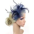 Miniatyrbild 3 av 4: Kvinnlig Fascinator Hatt Blomma Bröllop Fascinator Hårband Fjäder Brud Hårprydnad Hårprydnader Hatt Bowler Mini Topphatt Hårklämmor(marinblå)