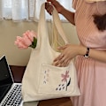 Miniatyrbilde 2 av 5: Bomullslerret handlepose Skulder Tote Shopper Bag Stor handlepose, 1 stk