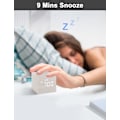 Miniatyrbild 3 av 5: SCSYV Digital väckarklocka, med trä-LED-display, dubbla alarm, 2,5-tums kubisk liten mini-klocka i trä för sovrum, sängbord White