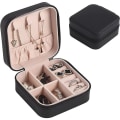 Miniatyrbilde 1 av 5: Bærbar Reise Mini Smykkeskrin Mini Organizer Reise Smykkeskrin for Ringer, Øredobber (Svart)
