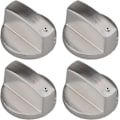 Miniatyrbild 1 av 5: Gasknapp, 4 stycken metall 6 mm universell silver gasspisadapterknapp kontrollbrytare matlagningskontroll ytlås