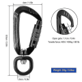 Miniatyrbilde 3 av 5: 2 stk. Swivel Karabinkrok, 360 roterende spinner karabinkrok liten autolåsende karabinkrok 4kn(svart C-ring) - Snngv