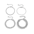 Miniatyrbild 5 av 5: 4 st Ormbenskedjearmband Set för Kvinnor Silver One-size
