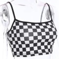 Miniatyrbild 2 av 5: Sexig rutig crop top streetwear ärmlös tank top rutig skjorta med remmar för kvinnor - Jnnjv