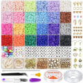 Miniatyrbilde 1 av 5: 6000 stk leireperler sett armbånd lage sett smykker håndlaget 6mm polymer leire perle sett flat rund Heishi perler for barn voksne DIY halskjede ørepynt