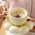 Pikkukuva 4 / 5: Keraaminen kukkakahvimuki, luova söpö kuppi pilvi-auringonkukkakoristeella toimistoon ja kotiin, 6,5 unssia/200 ml teelle, lattelle, maidolle, keltainen