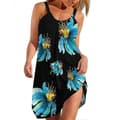 Ärmlös blommig klänning Casual sommarklänning Mini Tank Klänning Dam Strandklänning Butterfly S