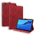 Pikkukuva 1 / 5: Samsung Galaxy Tab A9:lle suunniteltu nahkainen tabletin suojakotelo, jossa on rakkausperhonen-reliefikuvio Red