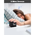 Miniatyrbild 3 av 5: SCSYV Digital väckarklocka, med trä-LED-display, dubbla alarm, 2,5-tums kubisk liten mini-klocka i trä för sovrum, sängbord Black
