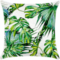 Miniatyrbilde 5 av 5: Putetrekk 45 x 45 cm, sett med 4 putetrekk i bomull og lin, putetrekk for sofa, hageseng, sofa, puter (Blad-4)