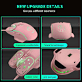 Miniatyrbillede 2 af 5: Gaming Mus, 4 farver baggrundsbelyst optisk spilmus ergonomisk USB kablet med 7200 DPI og 6 knapper 4 skydning til computer/Win/Mac/Andriod/iOS (Pink)