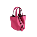 Miniatyrbillede 1 af 5: Dame Læder Håndtaske Grøntsagskurv Taske Tote Taske Håndtaske Kohud Spand Taske Ins Rose red