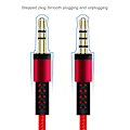 Miniatyrbild 4 av 5: 1,2 m 3,5 mm till 3,5 mm Han till Han Stereo Audio Aux-kabel Hörlurssladd med tryckknappsvolymkontroll Mikrofon Red