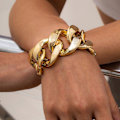 Miniatyrbillede 1 af 5: Shixin Hip Hop Overdrevet Tyk Led Kæde Armbånd Til Kvinder Ccb Materiale Store Brede Armbånd Mode Hånd Kæder Smykker S01-1