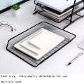 Miniatyrbillede 7 af 7: Tier Papirbakke Mesh Skrivebordsarrangør Kontor Desktop Dokument A4 Fil Skrivebordsopbevaring Brev Arkivering 3 Tier Black 3 Tier