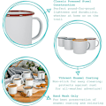 Miniatyrbillede 4 af 5: Hvid emalje espressokopper til bordservice - Metal udendørs camping kaffekopper til varme drikke - 380 ml 1 stk, hvid)