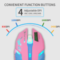 Miniatyrbilde 3 av 4: Gamingmus, 7 farger bakgrunnsbelyst optisk spillmus ergonomisk USB kablet med 2400 DPI og 6 knapper 4 skyting for datamaskin/Win/Android/iOS. (Rosa blå)