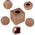 Miniatyrbillede 3 af 5: Rattan Firkantet Vævsdækning Holder Dekoration Vævsarrangørboks Cube Vævspapirholderboks Vævsopbevaringskasse Dispenser Servietarrangør, Brun