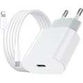 2-pakning - Lader for iPhone-adapter + kabel 20W USB-C hurtiglader 2