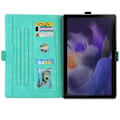 Pikkukuva 3 / 5: Samsung Galaxy Tab A9:lle suunniteltu nahkainen tabletin suojakotelo, jossa on rakkausperhonen-reliefikuvio Mint Green