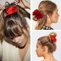 Miniatyrbilde 4 av 5: 2PCS Hår Scrunchies, Store Fløyel Scrunchies, Stretchy Hårbånd Myke Hårbånd Hestehaleholder Sovende Sporløse Hårtilbehør for (Rød)