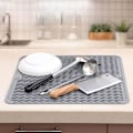 Miniatyrbillede 2 af 8: Silikone opvaskemåtte, afdrypningsmåtte til køkkenbord, varmebestandig måtte, nem at rengøre afdrypningsmåtte, skridsikker opvaskeunderlag Grey