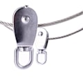 Miniatyrbillede 5 af 5: 4 stk. M25 enkelt remskiveblok, 304 rustfrit stål remskive rulle, kran drejelig krog løbehjul wire reb kabel belastning 331lbs/150kg