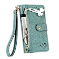 Miniatyrbillede 5 af 5: Etui til iPhone 14 Pro Wallet Love Lynlås Læder Etui Lanyard Green