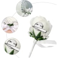 Miniatyrbilde 3 av 5: 2 stk roser corsage, knapphulls corsage, bryllupsblomst corsage, bryllupsknapphull, brudgom knapphull, bryllupsknapphull hvit rose