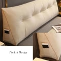Miniatyrbilde 4 av 5: Komfortabel korsrygg seng pute lesepute ryggstøtte pute trekantet hodegjerde pute seng kile pute stor lesepute 80x50x20cm,Beige