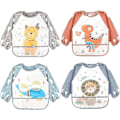 Miniatyrbild 1 av 5: 5-pack Långärmade Bebis-Släpkläder, Vattentäta Ärmar, Småbarns-Släpkläder för 6-36 Månader 4pcs-Bear-Dinosaur-Whale-Lion Closure-6-36 months