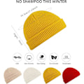 Pikkukuva 3 / 6: 4 kappaletta Trawler-pipo Watch Hat Roll up Edge Skullcap Fisherman Beanie Unisex-Valkoinen, Beige, Punainen, Keltainen