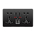 Miniatyrbilde 1 av 4: Multifunksjons stikkontakt med trykknapp, UK 13A, 2.1A dobbel USB-lader, tre- og to-hulls vegguttak Black