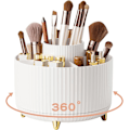 Miniatyrbillede 1 af 7: 360° roterende penneholder, skrivebordsarrangører med 5 rum blyantsarrangør, kunstforsyningsopbevaringsboks Caddy til hjemmekontorartikler Desktop oprydning White
