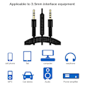 Miniatyrbild 3 av 5: 1,2 m 3,5 mm till 3,5 mm Han till Han Stereo Audio Aux-kabel Hörlurssladd med tryckknappsvolymkontroll Mikrofon White