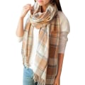 Miniatyrbilde 1 av 5: Mote-sjal og skjerf for damer, vinter-skjerf, pledd-skjerf for kvinner, tartan-skjerf, gaver til damer (Beige+Gult)