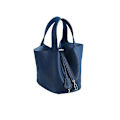 Miniatyrbillede 1 af 5: Dame Læder Håndtaske Grøntsagskurv Taske Tote Taske Håndtaske Kohud Spand Taske Ins Sapphire blue