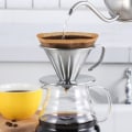 Miniatyrbillede 6 af 11: Kaffe Drypper i Rustfrit Stål V-Form Drypper Kaffe Tragt Håndbrygget Kaffe Filter Hæld Over Kaffe Brygning Kop - L